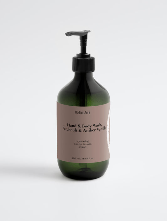 Hand & Body Wash, Patchouli & Amber Vanilla 490 ml / 16.57 fl oz